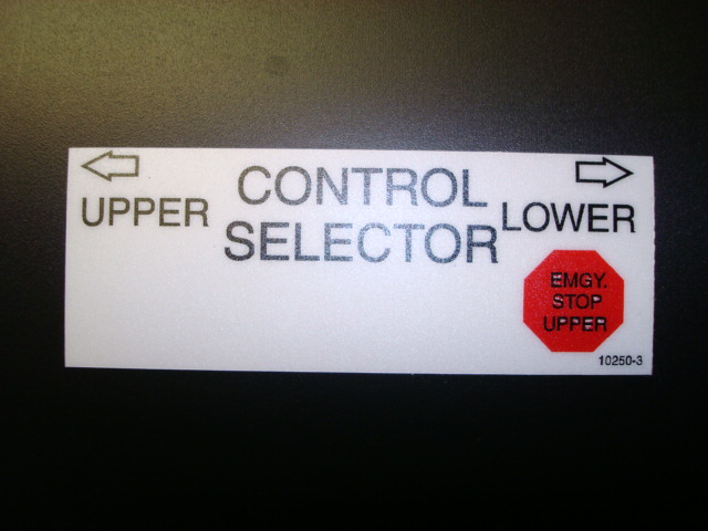 Versalift Control Selector Decal