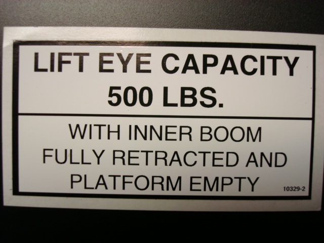 Lift Eye Capacity 500 lbs Decal