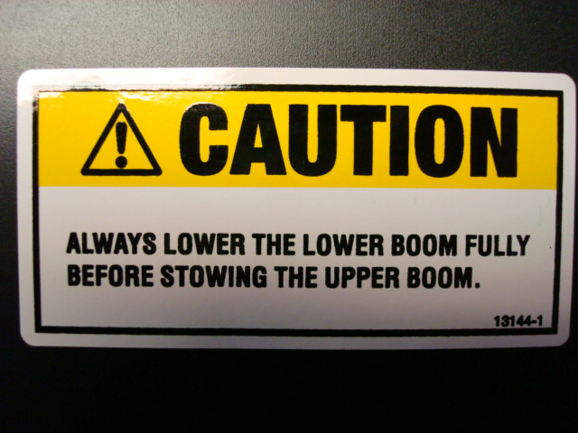Caution Lowering Boom Decal