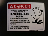 Danger Platform Safety Decal